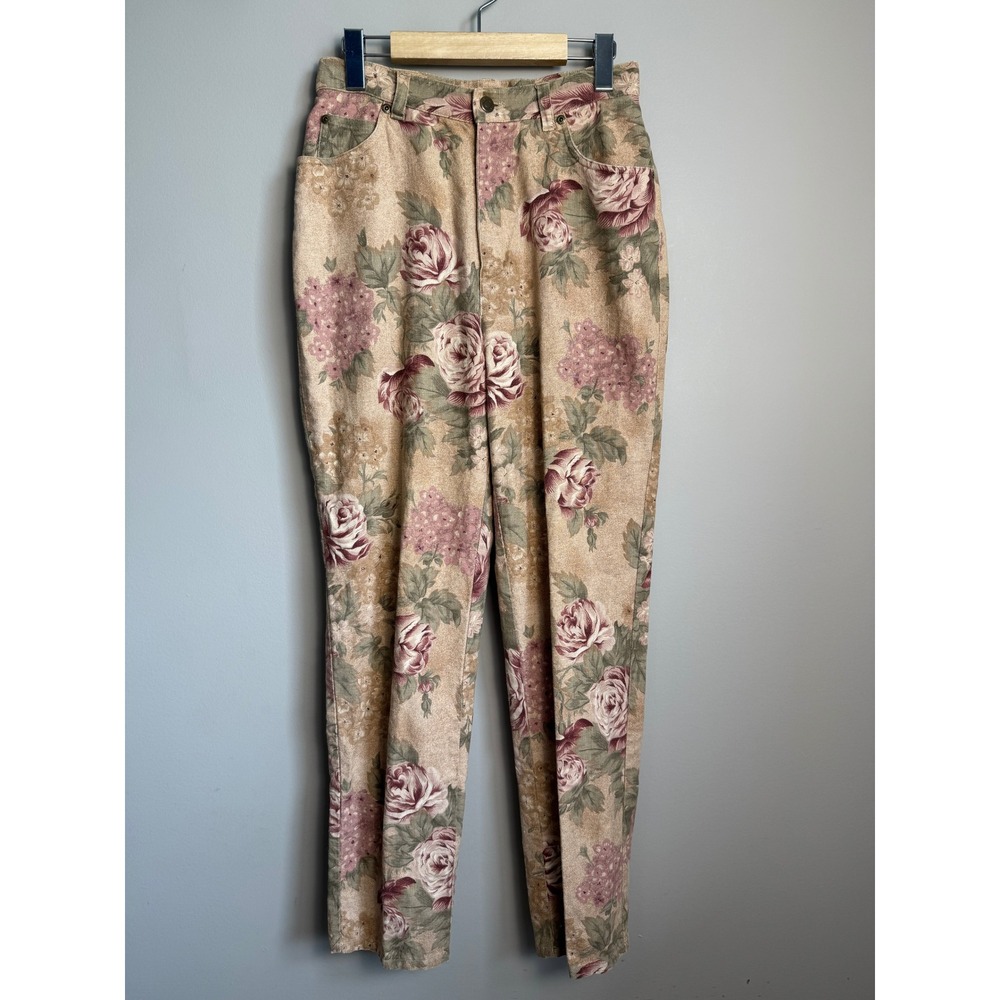Jones New York Sport Floral Linen Cotton High Rise Pants 6 Cottagecore Retro